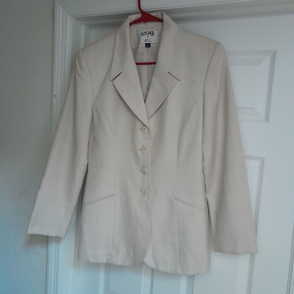 Kasper for ASL Women’s Jacket Beige Four Buttons Blazer Size 10